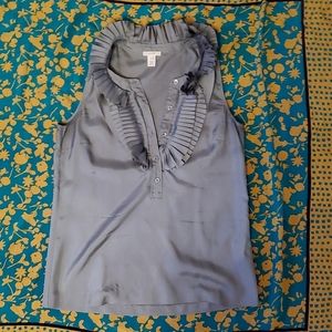 Grey Silk Ruffle Blouse
